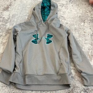 Under Armour Gray Hoodie with Teal Logo